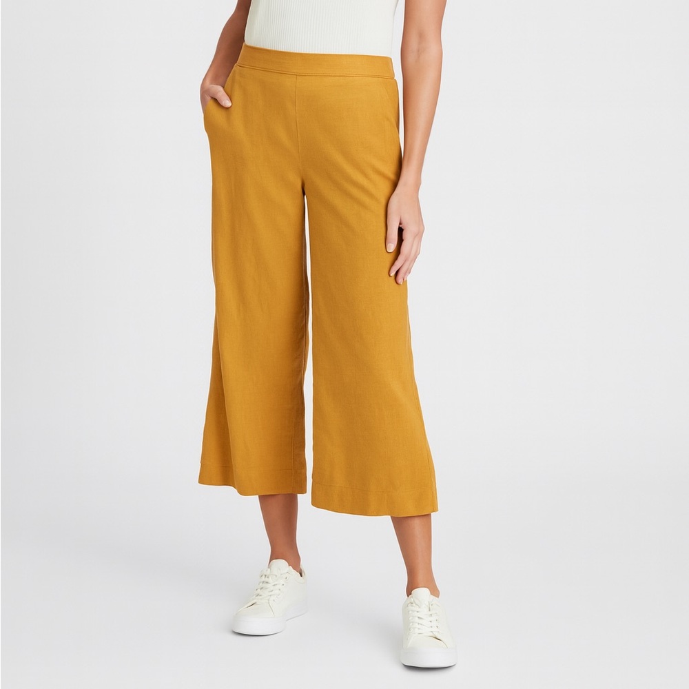 Banana Republic Gold Wide Leg Linen Crop Pants